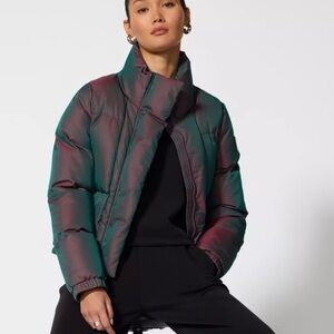 MPG Sport Aurora Cropped Puffer in Northern Lights (iridescent purple)